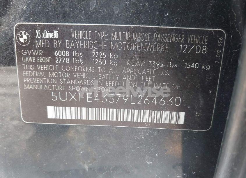Photo 9 of 2009 Bmw X5 XDRIVE30I (VIN 5UXFE43579L264630)