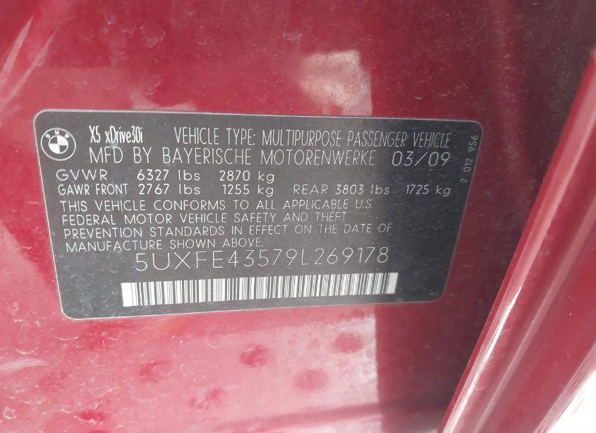 Photo 9 of 2009 Bmw X5 XDRIVE30I (VIN 5UXFE43579L269178)