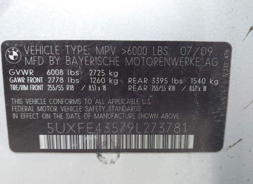 Photo 9 of 2009 Bmw X5 XDRIVE30I (VIN 5UXFE43579L273781)