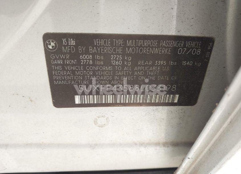 Photo 9 of 2008 Bmw X5 3.0SI (VIN 5UXFE43588L033198)