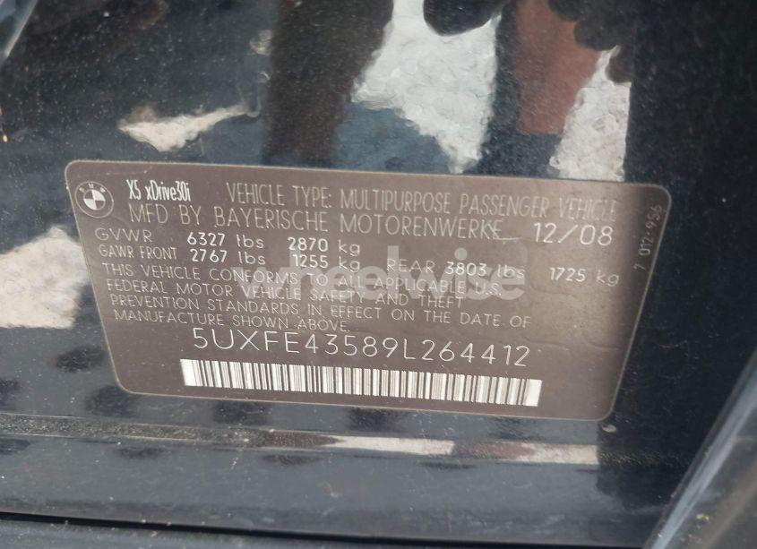 Photo 9 of 2009 Bmw X5 XDRIVE30I (VIN 5UXFE43589L264412)