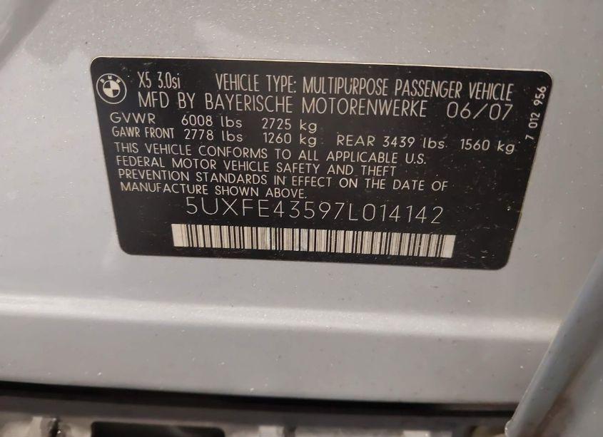 Photo 9 of 2007 Bmw X5 3.0SI (VIN 5UXFE43597L014142)