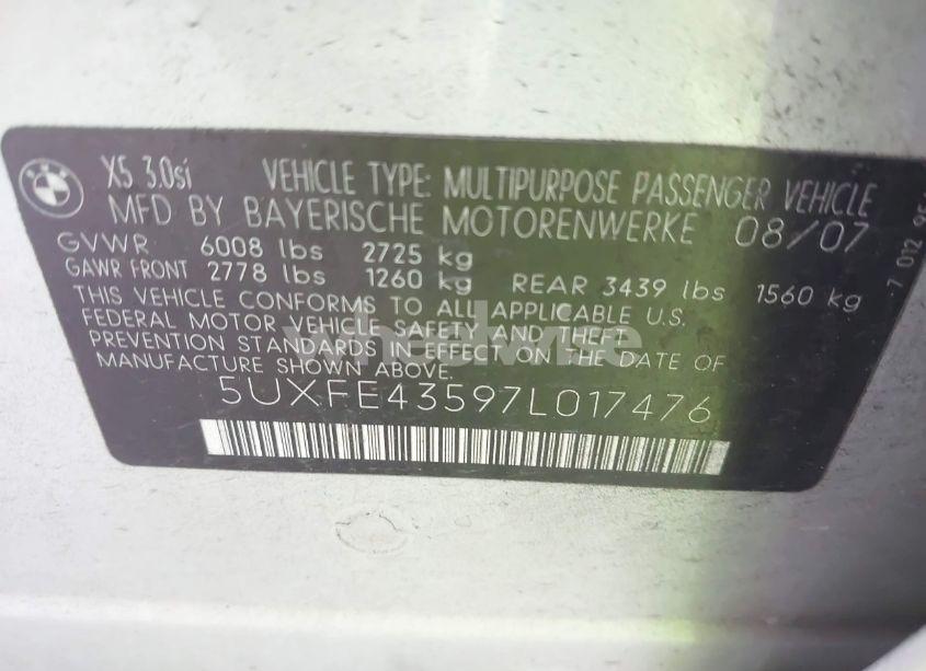Photo 9 of 2007 Bmw X5 3.0SI (VIN 5UXFE43597L017476)