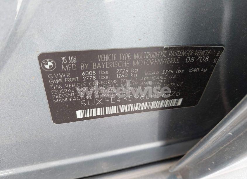 Photo 9 of 2008 Bmw X5 3.0SI (VIN 5UXFE43598L036126)