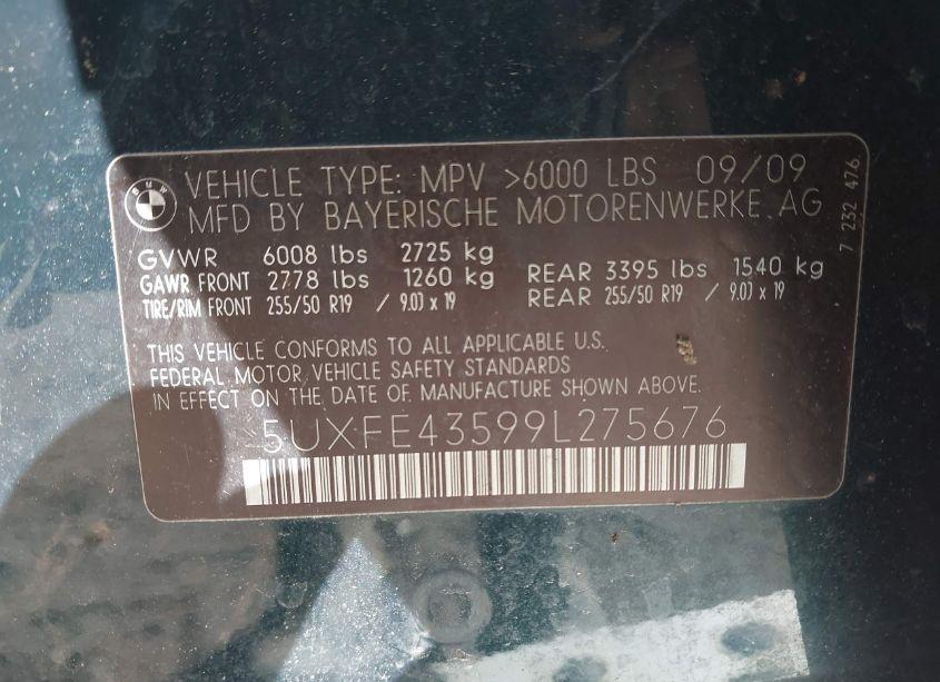 Photo 9 of 2009 Bmw X5 XDRIVE30I (VIN 5UXFE43599L275676)