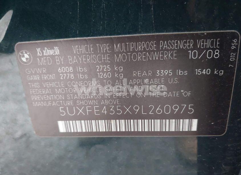 Photo 9 of 2009 Bmw X5 XDRIVE30I (VIN 5UXFE435X9L260975)