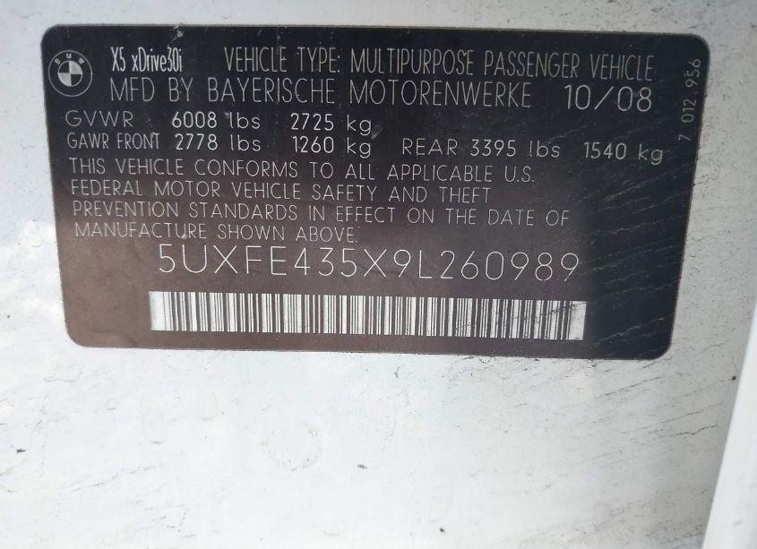Photo 9 of 2009 Bmw X5 XDRIVE30I (VIN 5UXFE435X9L260989)