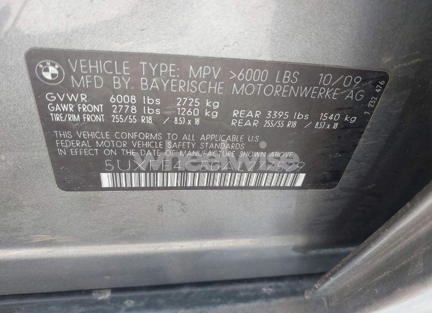Photo 9 of 2010 Bmw X5 XDRIVE30I (VIN 5UXFE4C50AL277529)