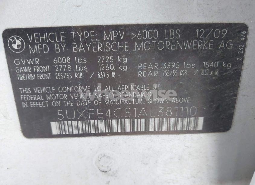 Photo 9 of 2010 Bmw X5 XDRIVE30I (VIN 5UXFE4C51AL381110)