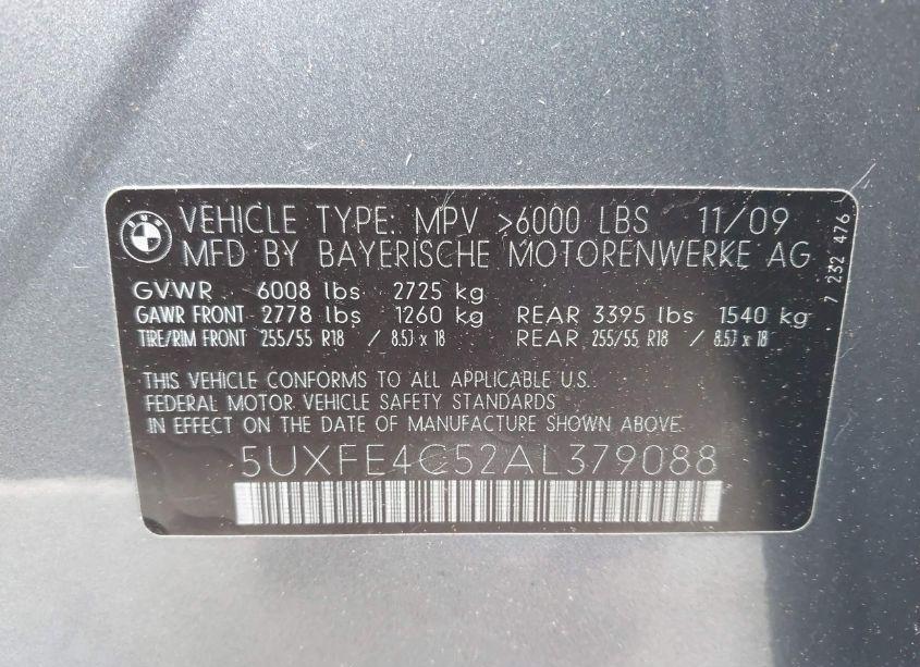 Photo 9 of 2010 Bmw X5 XDRIVE30I (VIN 5UXFE4C52AL379088)