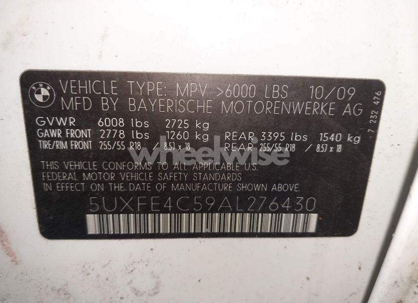 Photo 9 of 2010 Bmw X5 XDRIVE30I (VIN 5UXFE4C59AL276430)