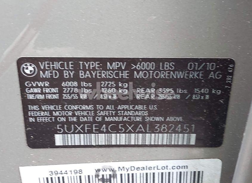 Photo 9 of 2010 Bmw X5 XDRIVE30I (VIN 5UXFE4C5XAL382451)