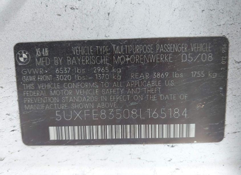 Photo 9 of 2008 Bmw X5 4.8I (VIN 5UXFE83508L165184)