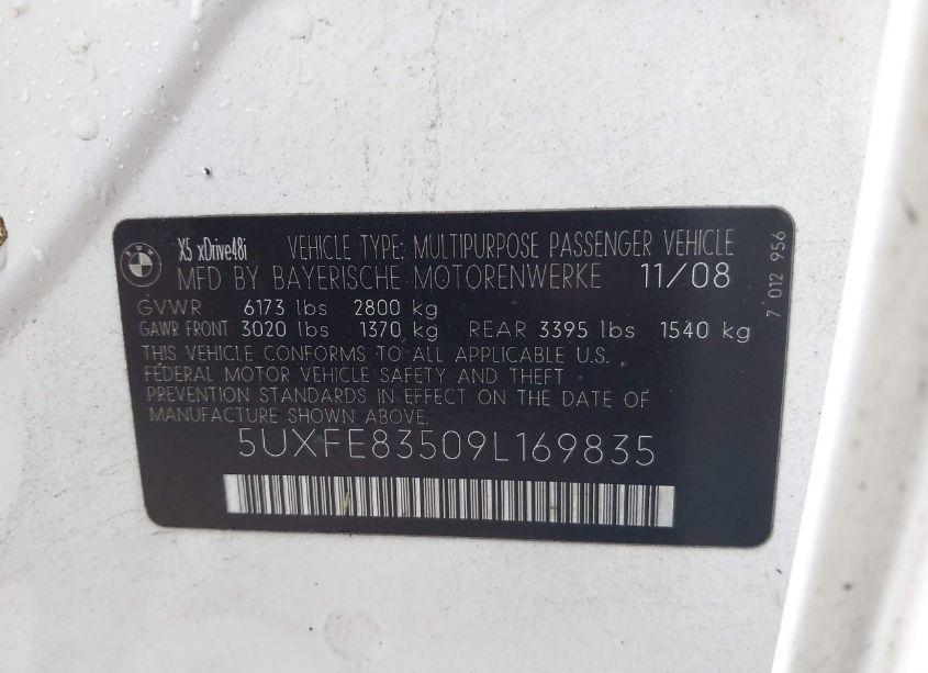 Photo 9 of 2009 Bmw X5 XDRIVE48I (VIN 5UXFE83509L169835)