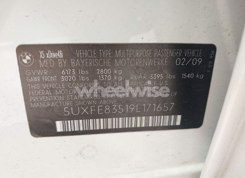 Photo 9 of 2009 Bmw X5 XDRIVE48I (VIN 5UXFE83519L171657)