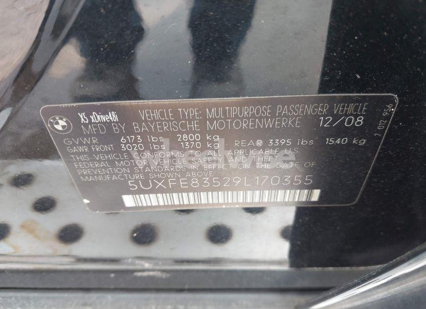 Photo 9 of 2009 Bmw X5 XDRIVE48I (VIN 5UXFE83529L170355)