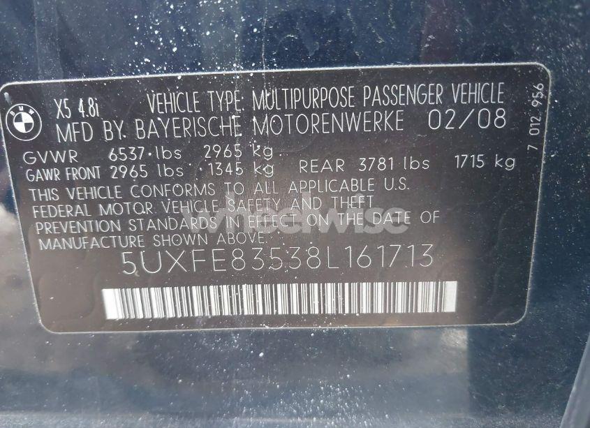 Photo 9 of 2008 Bmw X5 4.8I (VIN 5UXFE83538L161713)