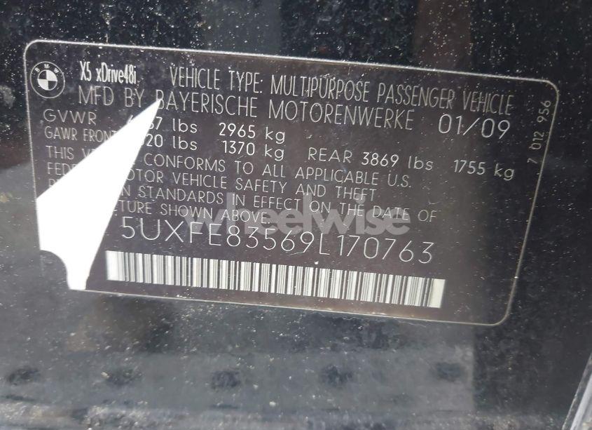 Photo 9 of 2009 Bmw X5 XDRIVE48I (VIN 5UXFE83569L170763)