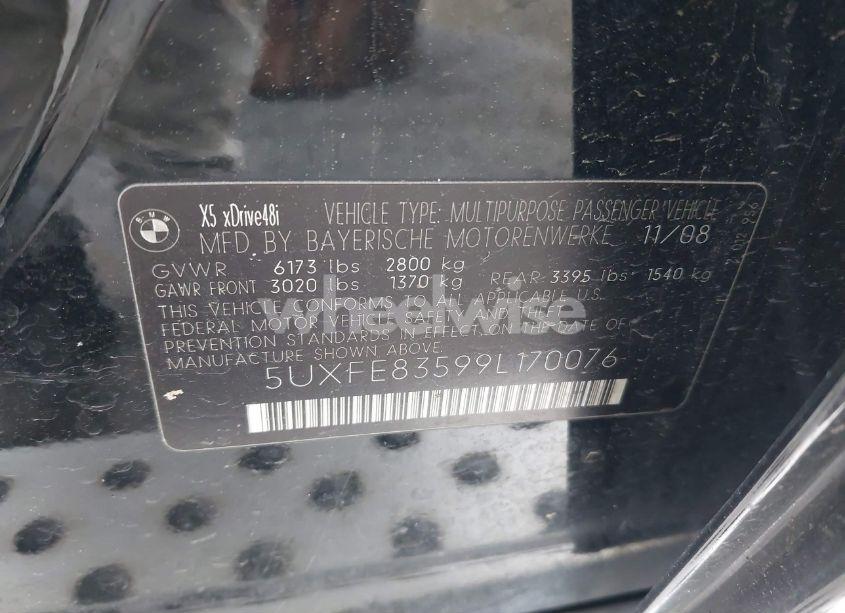 Photo 9 of 2009 Bmw X5 XDRIVE48I (VIN 5UXFE83599L170076)
