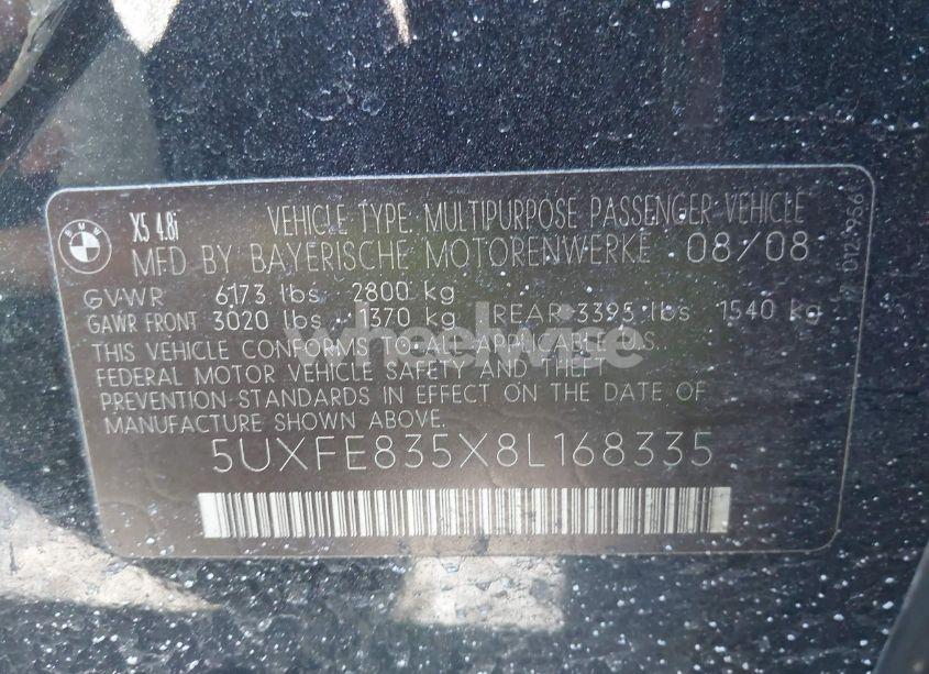 Photo 9 of 2008 Bmw X5 4.8I (VIN 5UXFE835X8L168335)