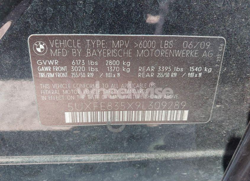 Photo 9 of 2009 Bmw X5 XDRIVE48I (VIN 5UXFE835X9L309289)