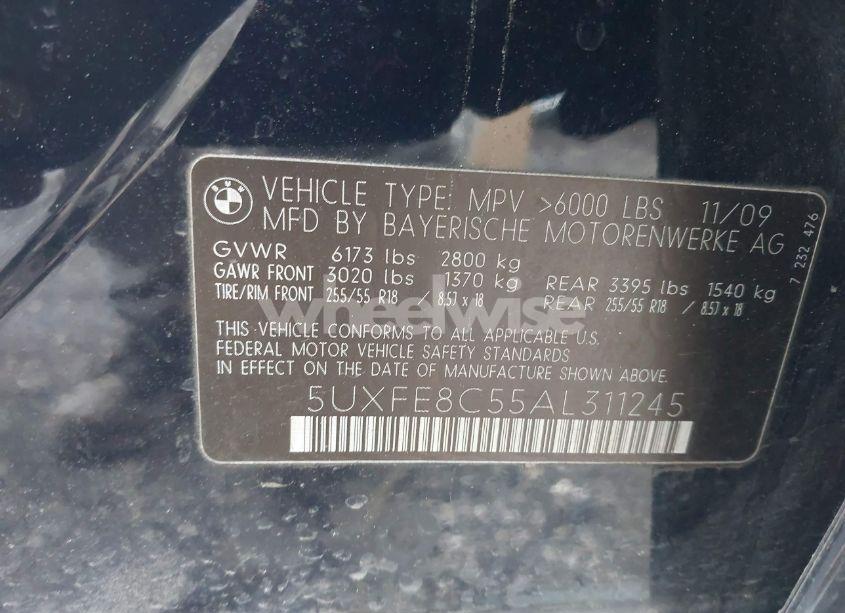 Photo 9 of 2010 Bmw X5 XDRIVE48I (VIN 5UXFE8C55AL311245)