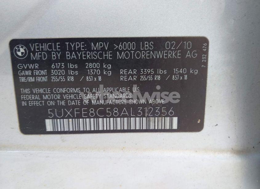 Photo 9 of 2010 Bmw X5 XDRIVE48I (VIN 5UXFE8C58AL312356)