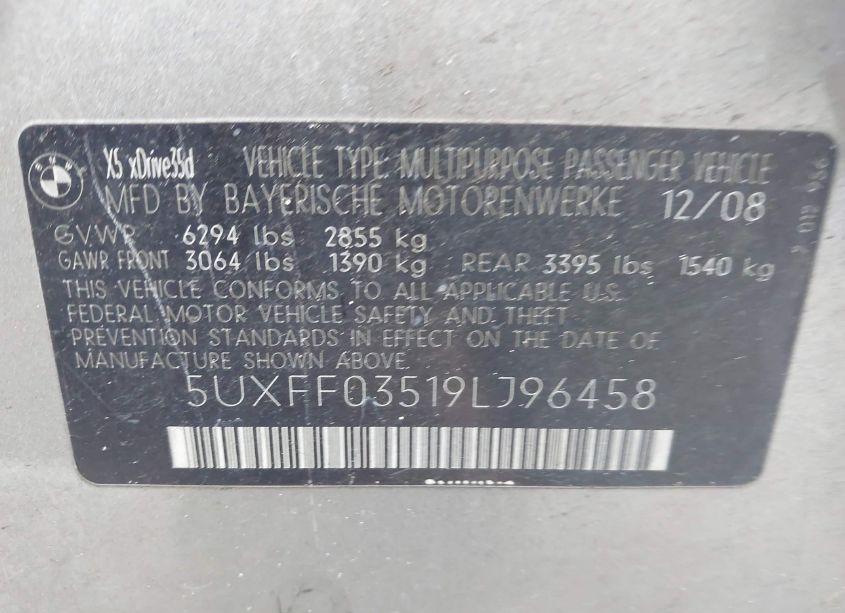 Photo 9 of 2009 Bmw X5 XDRIVE35D (VIN 5UXFF03519LJ96458)
