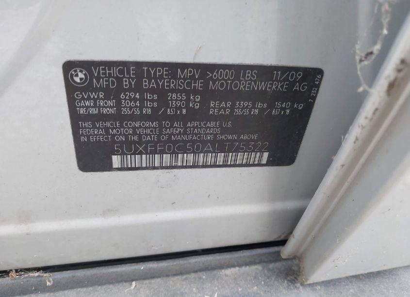 Photo 9 of 2010 Bmw X5 XDRIVE35D (VIN 5UXFF0C50ALT75322)