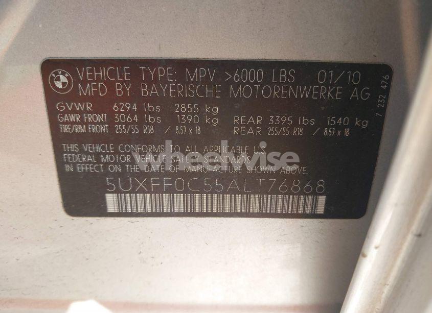 Photo 9 of 2010 Bmw X5 XDRIVE35D (VIN 5UXFF0C55ALT76868)
