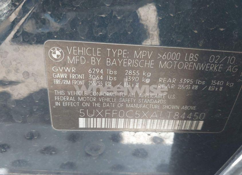 Photo 9 of 2010 Bmw X5 XDRIVE35D (VIN 5UXFF0C5XALT84450)