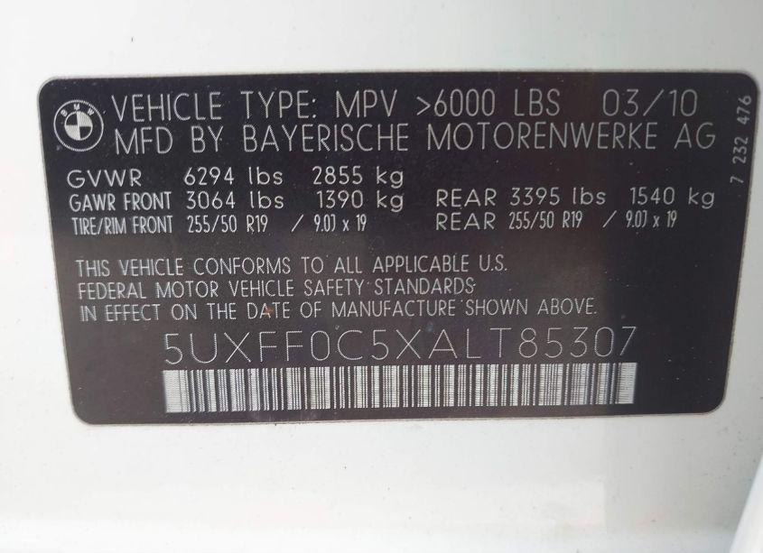 Photo 9 of 2010 Bmw X5 XDRIVE35D (VIN 5UXFF0C5XALT85307)