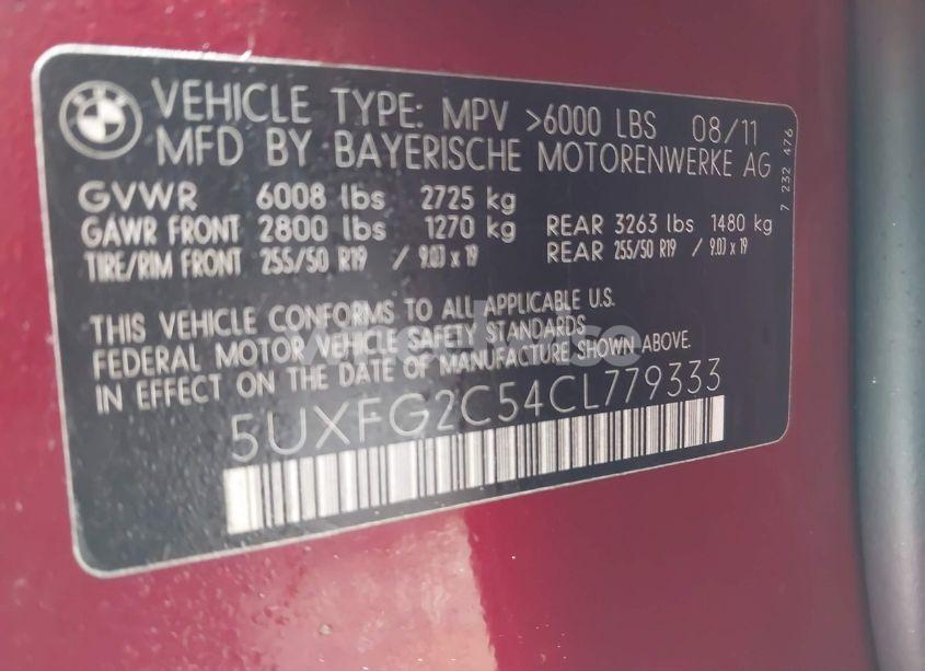 Photo 9 of 2012 Bmw X6 XDRIVE35I (VIN 5UXFG2C54CL779333)