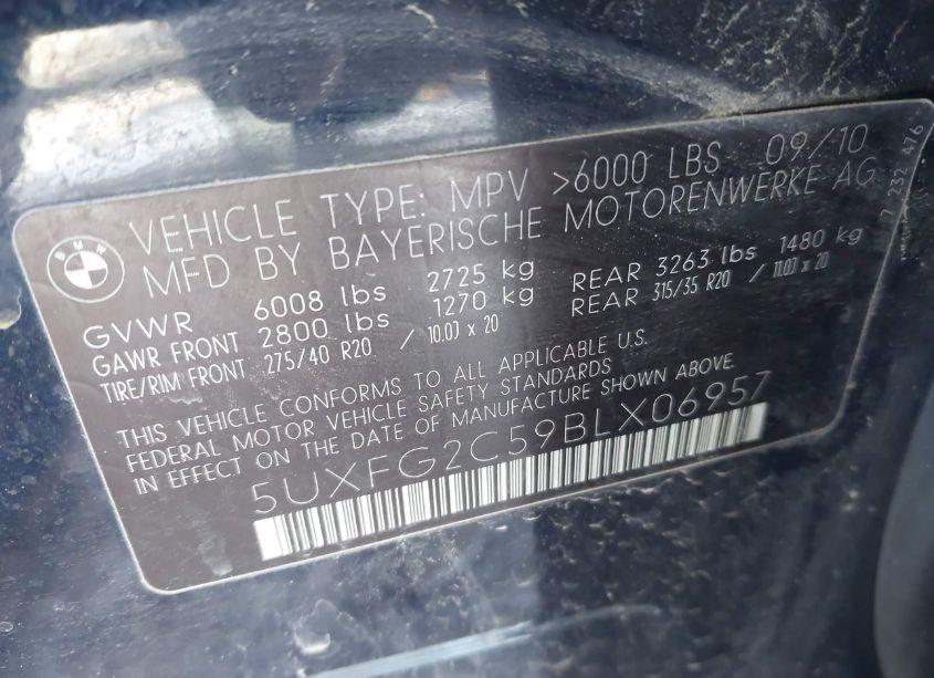 Photo 9 of 2011 Bmw X6 XDRIVE35I (VIN 5UXFG2C59BLX06957)