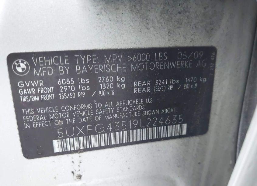 Photo 9 of 2009 Bmw X6 XDRIVE35I (VIN 5UXFG43519L224635)