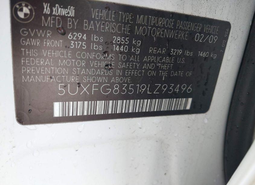 Photo 9 of 2009 Bmw X6 XDRIVE50I (VIN 5UXFG83519LZ93496)