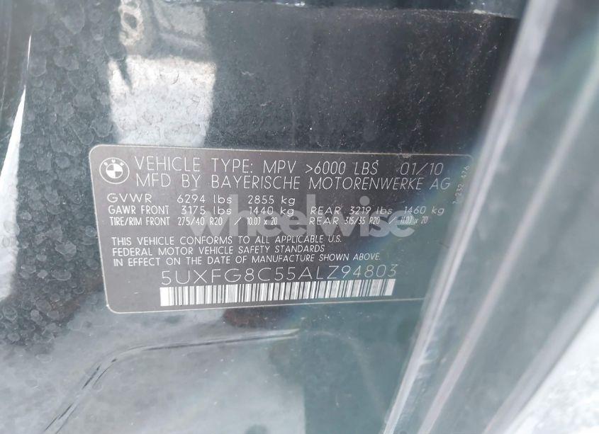 Photo 9 of 2010 Bmw X6 XDRIVE50I (VIN 5UXFG8C55ALZ94803)