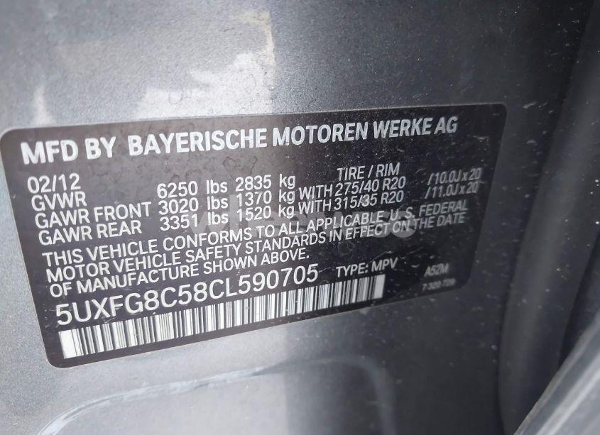 Photo 9 of 2012 Bmw X6 XDRIVE50I (VIN 5UXFG8C58CL590705)