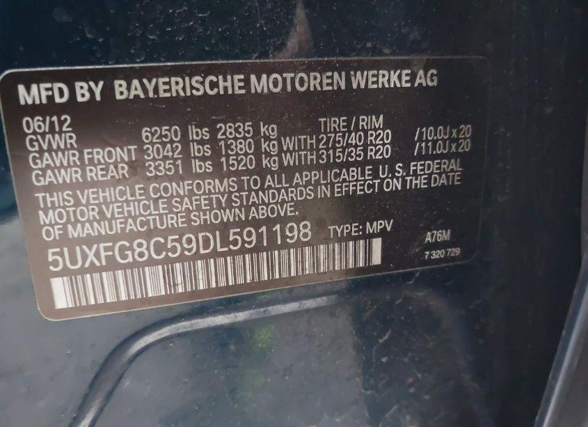 Photo 9 of 2013 Bmw X6 XDRIVE50I (VIN 5UXFG8C59DL591198)