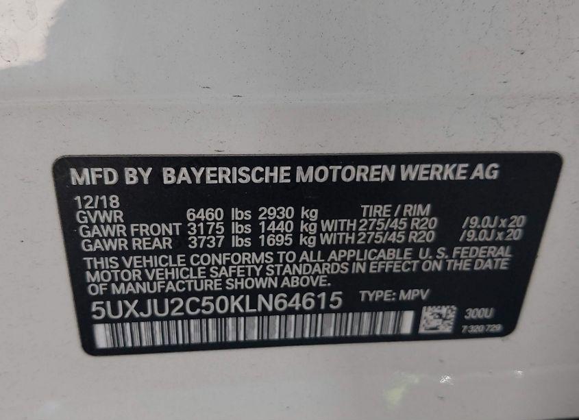 Photo 9 of 2019 Bmw X5 XDRIVE50I (VIN 5UXJU2C50KLN64615)