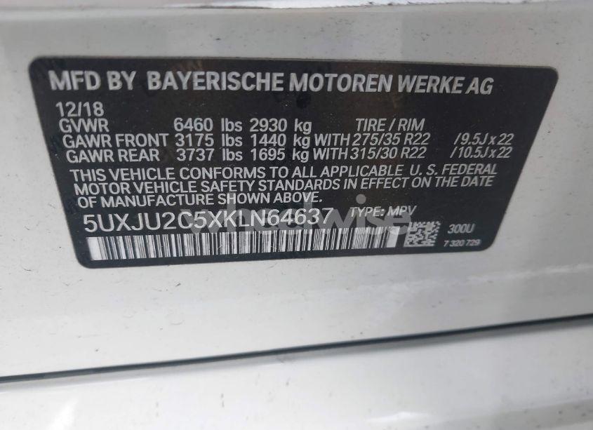 Photo 9 of 2019 Bmw X5 XDRIVE50I (VIN 5UXJU2C5XKLN64637)