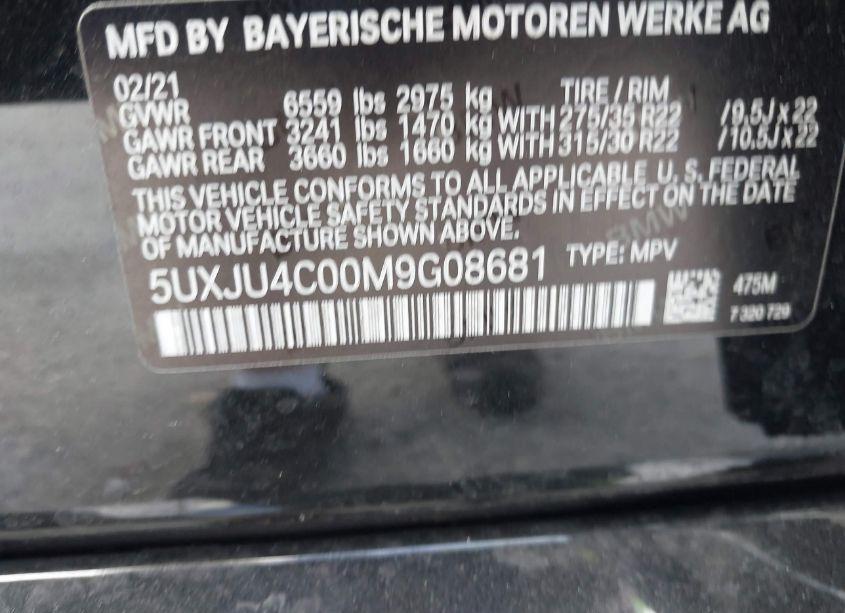 Photo 9 of 2021 Bmw X5 M50I (VIN 5UXJU4C00M9G08681)