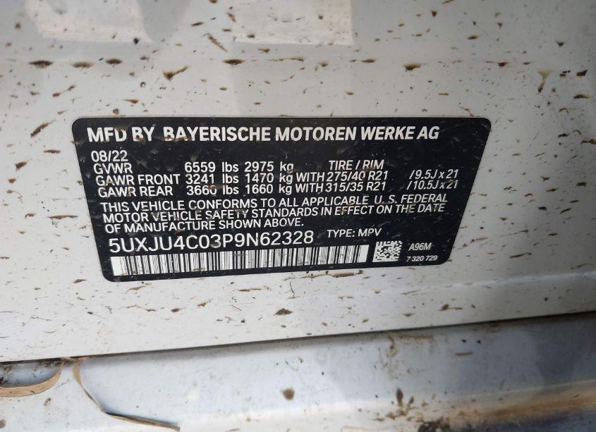 Photo 9 of 2023 Bmw X5 M50I (VIN 5UXJU4C03P9N62328)