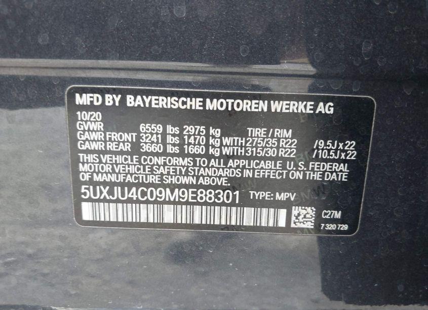 Photo 9 of 2021 Bmw X5 M50I (VIN 5UXJU4C09M9E88301)