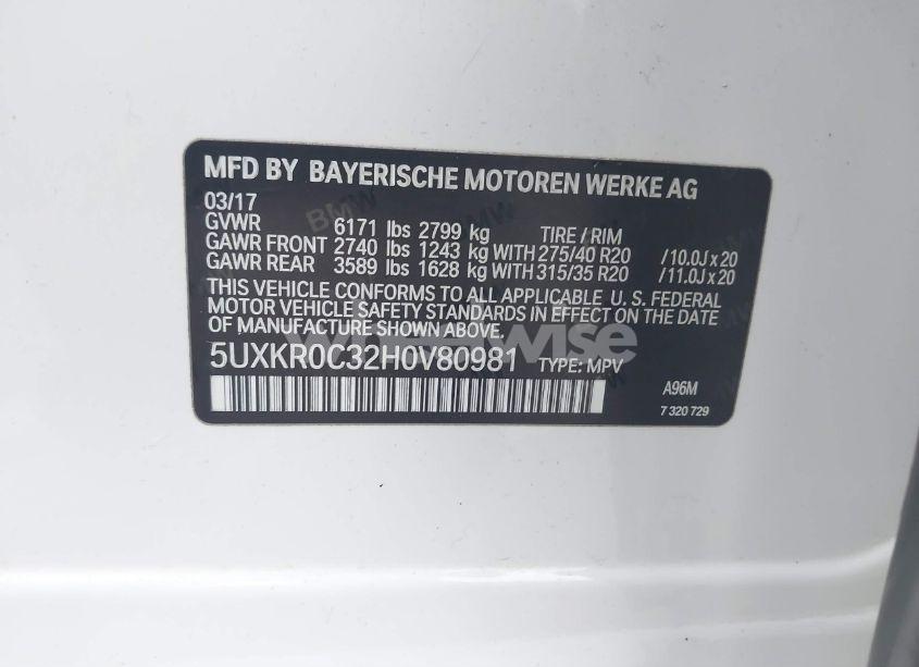 Photo 9 of 2017 Bmw X5 XDRIVE35I (VIN 5UXKR0C32H0V80981)