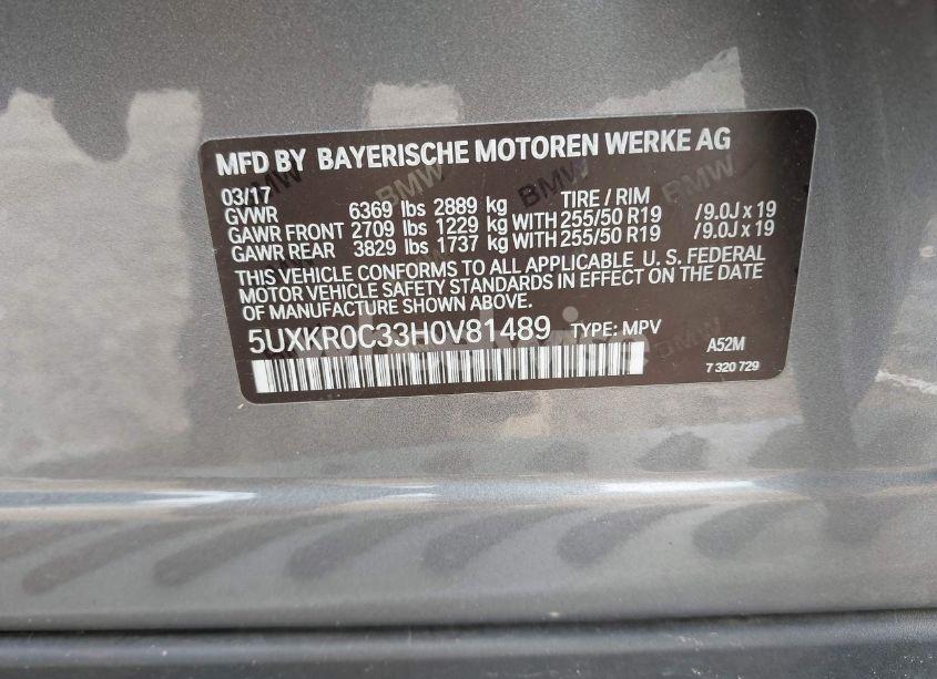 Photo 9 of 2017 Bmw X5 XDRIVE35I (VIN 5UXKR0C33H0V81489)