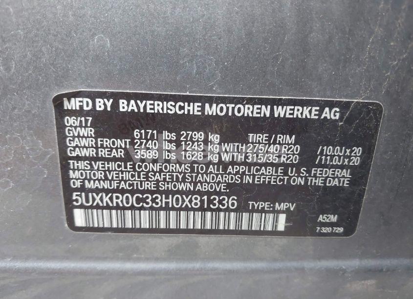 Photo 9 of 2017 Bmw X5 XDRIVE35I (VIN 5UXKR0C33H0X81336)