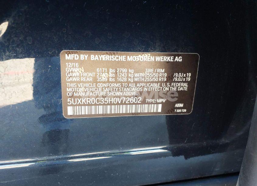 Photo 9 of 2017 Bmw X5 XDRIVE35I (VIN 5UXKR0C35H0V72602)