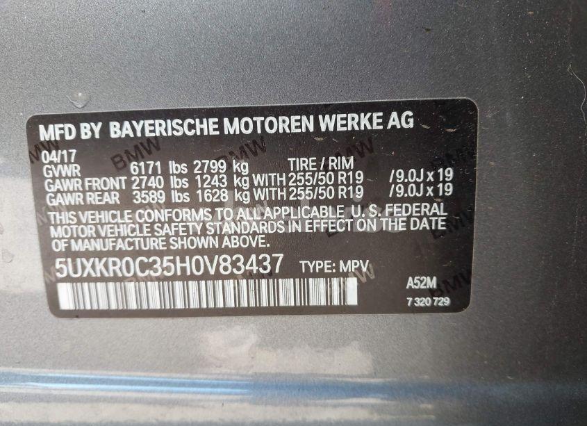 Photo 9 of 2017 Bmw X5 XDRIVE35I (VIN 5UXKR0C35H0V83437)