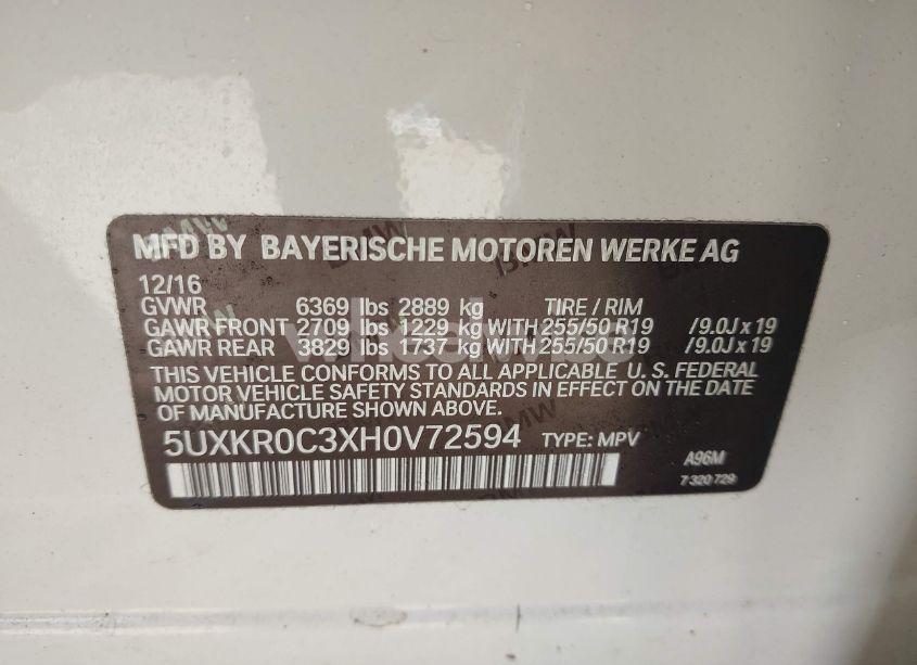 Photo 9 of 2017 Bmw X5 XDRIVE35I (VIN 5UXKR0C3XH0V72594)